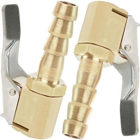2 Pièces Embout de Gonflage,Embout Gonflage Pneu Voiture,Embout Gonfleur avec Clip,Gonflage Valve Clip Pince Connecteur Adaptateur,pour Valves de Pneu,en Laiton,8mm (1/5)