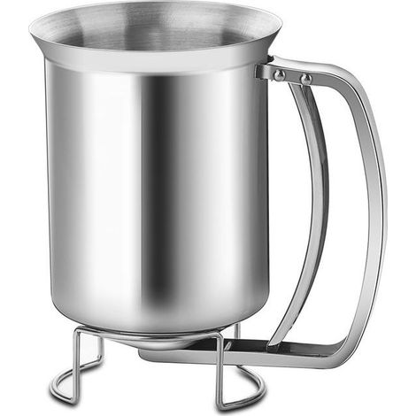 Distributeur de Pâte 680 ML, Distributeur Pate a Crepe en Acier Inoxydable, avec Support, Distributeur de Pâte à Crêpes, Distributeur Manuel pour Desserts à Crêpes