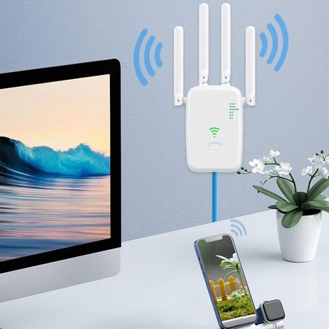 Répéteur WiFi, Booster WiFi,Amplificateur Wi-FI - Répéteur WiFi 300Mbps, amplificateur sans Fil, amplificateur de Signal à Longue portée pour Chambre à Coucher (1/4)