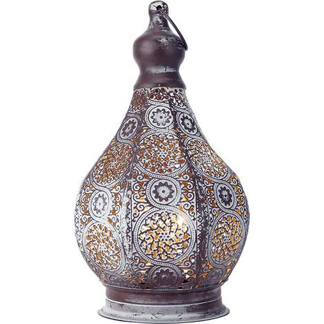 Lanterne marocaine en métal à piles, bougeoir de table sans fil pour la décoration intérieure (1/5)