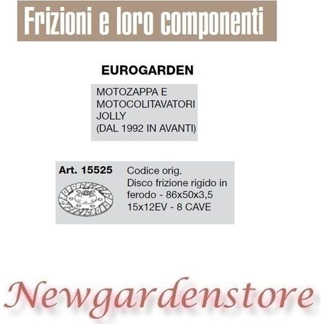 Disco frizione rigido 86x50x3,5 motozappa motocoltivatore JOLLY EUROGARDEN 15525