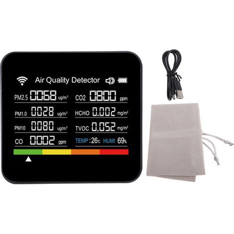 14-in-1 Smart-Luftqualitätsmessgerät: HCHO PM2.5-, Temperatur- und Feuchtigkeitsmesser, WLAN-Innenraumtester für die Tuya-App (1/5)