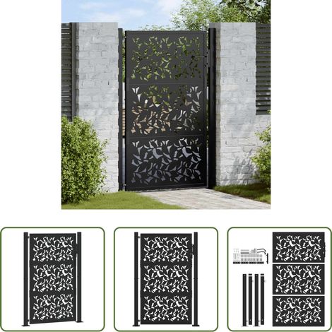 vidaXL Schwarz - Gartentor Schwarz 100x150 cm Stahlblatt-Design (1/5)