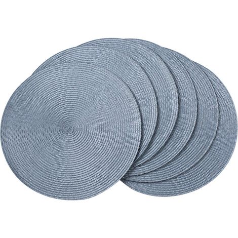 Lot de 6 sets de table ronds tressés, résistants à la chaleur, lavables, antidérapants pour table de salle à manger, cuisine et décoration d'intérieur (bleu clair)'Bleu Ciel L'Bleu Ciel'L (1/5)