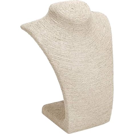 Expositor de collares con forma de busto, soporte para joyas, lino, 3 tamaños - Beige, S