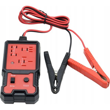 PROBADOR DE REL脡S PORT脕TIL PARA AUTOM脫VIL DE 4-5 PINES Y 12 V + PINZAS