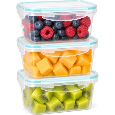 Boîte Hermétique Alimentaire, 3 Pièces 0,7 L, Récipients en Plastique Sans BPA, Compatibles Micro-ondes, Congélateur et Lave-vaisselle (1/5)