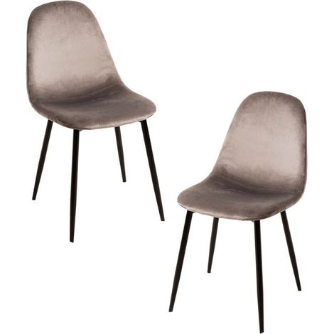Packs Sillas Comedor - Pack 2 Sillas Teok Black Terciopelo - Gris claro (1/5)
