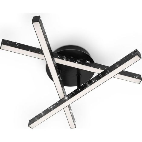 LED Deckenleuchte Wandleuchte Glitzereffekt 3000K 15W schwarz Metall Briloner