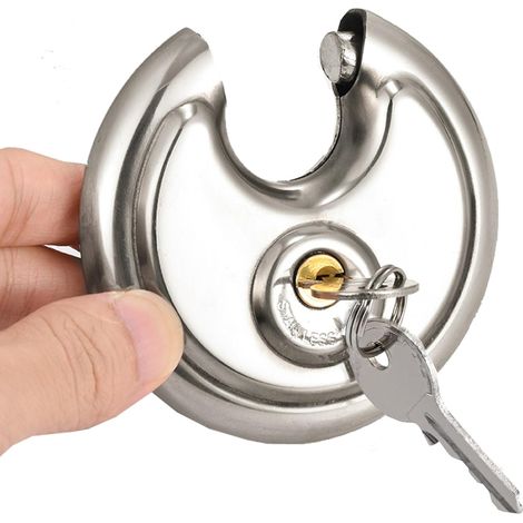 Cadenas rond avec 2 clés, 70 mm robuste et étanche pour conteneur, entrepôt, porte, garage, abri de jardin, clôture (1/5)