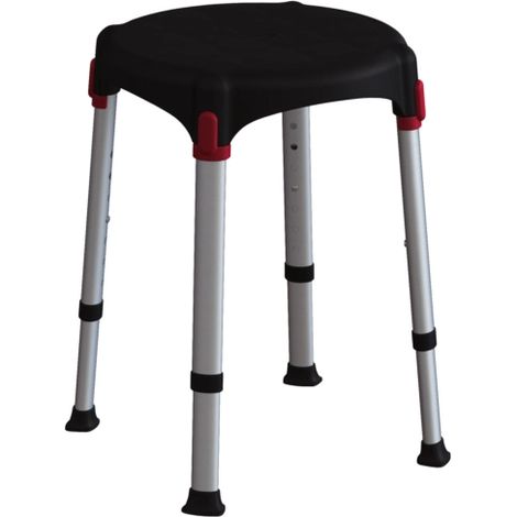 sgabello da bagno regolabile tondo colore nero, ø33x39/54 cm