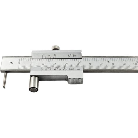 Pied à coulisse de précision avec rouleau et vis de blocage, INOX, avec pointe en carbure interchangeable, chromé mat, échelle laser, dans un étui, taille : 200 mm plage de mesure (1/5)