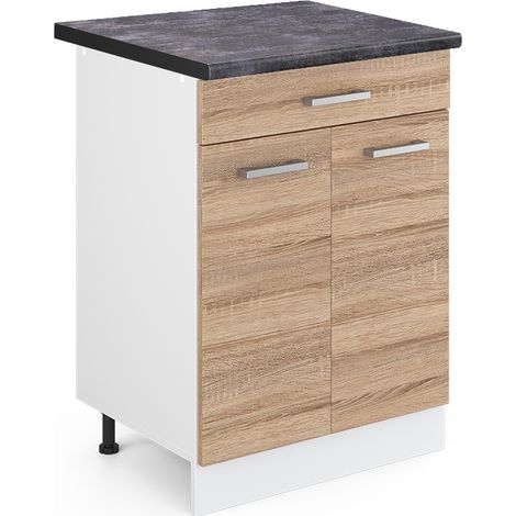 Meuble cuisine R-Line, Sonoma, 60 cm avec tiroir, PT Anthracite, Vicco