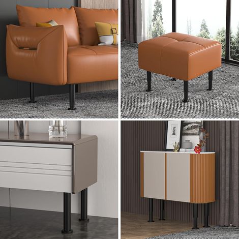 Set di 4 gambe per mobili regolabili in altezza (25-43 cm), gambe per mobili in metallo nero, piedini per mobili per porta TV, letto, divano, comodino, sedia, mobiletto del bagno (1/4)