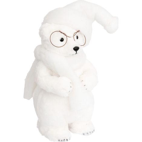 Déco de Noël Ours Blanc avec Lunettes H 38 cm - Feeric Christmas (1/2)