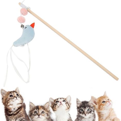 Bâton amusant pour chat SCSYV, interactif et léger, en bois naturel. (1/5)