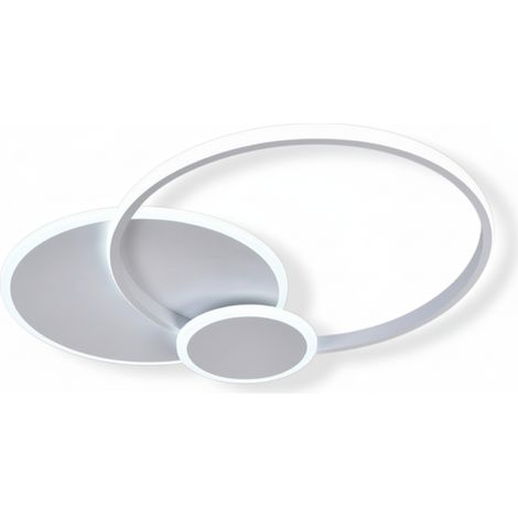 Plafoniera LED Moderna 37W 2960lm CCT Switch 3000K 4000K 6500K – Design a Doppio Cerchio Bianco per Soffitto Interni