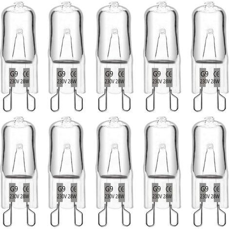 G9-Halogenlampe, 28 W, 230 V, 370 lm, 2700 K, warmweiß, dimmbar, G9-Kapselbirnen, für Kronleuchter, Landschaftslampen, Wandleuchten, Schrankbeleuchtung, 10 Stück
