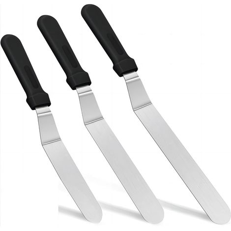 3 Stück Glasurspachtel, Edelstahl Winkelspachtel Torte Zum Backen, 3 Größen Backwerkzeug zum Dekorieren von Kuchen, Gebäck