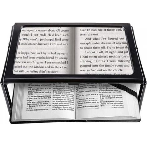A4 Pleine Page Loupe de Lecture Loupe Sur Pied Rectangulaire Mains Libres avec 4 LED Lampe Lentille de Grossissement 3X pour Lire pour les Personnes âgées Les Aînés et Les Malvoyants de (1/5)