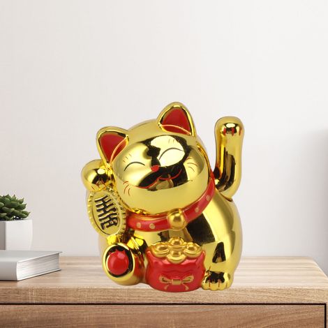 Ornement chat porte-bonheur solaire automatique de 5 cm, idéal pour la maison, le bureau, la voiture ou comme cadeau, ornement chat porte-bonheur isolant de la lumière (1/5)