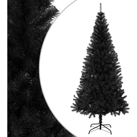 Sapin de Noël artificiel avec support noir 210 cm PVC