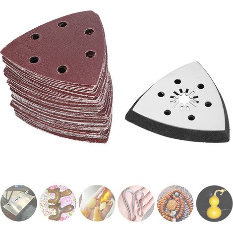 61 pièces disque de ponçage triangulaire 90mm 6 trous pour outil oscillant multi-usages (1/5)