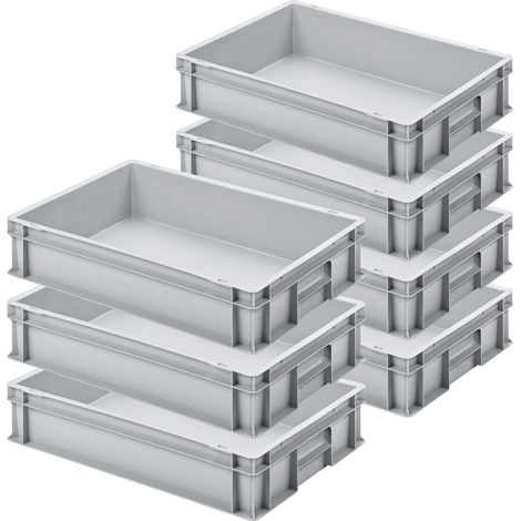 BRB 7 bacs Euro empilables avec 2 poignées, L x l x H 600 x 400 x 120 mm, gris (1/3)