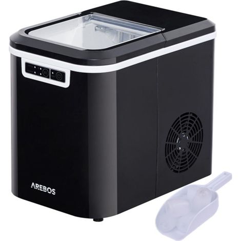 AREBOS Eiswürfelmaschine Ice Cube Maker 2 Eiswürfel Größen Eiswürfelbereiter Leise Selbstreinigungsfunktion Schwarz (1/5)