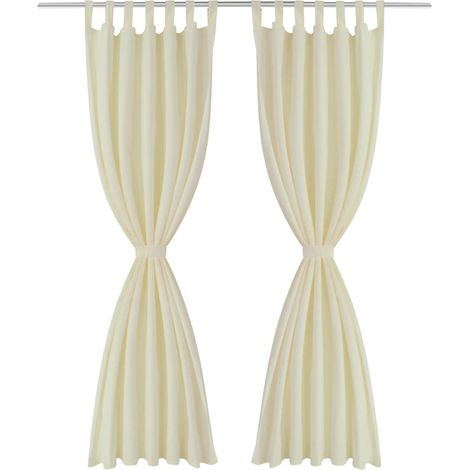Maison Exclusive - 2 pcs Rideau à Passant Micro Satin Crème 140 x 245 cm (1/4)