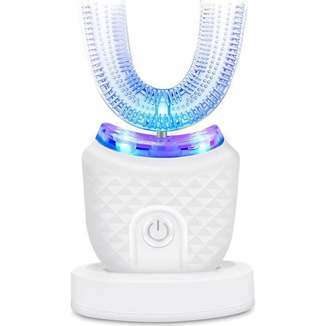 Brosse à dents électrique en forme de U à 360° – 3 modes de nettoyage pour une hygiène dentaire efficace, étanche IPX7, nettoyeur de dents ultrasonique automatique-AquaForge (1/5)