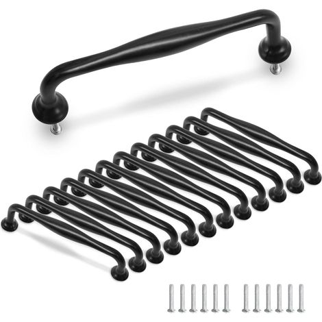 10 x Küchengriffe Türgriffe Aluminiumlegierung Schrank Schublade Schlafzimmer Möbel mit Schrauben 96 mm Schwarze (1/4)