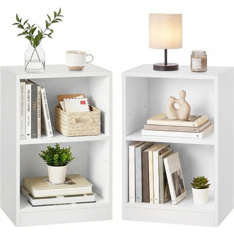 Table de chevet double usage avec étagère réglable 30 x 40 x 60 cm pratique pour chambre salon en aggloméré blanc nuage (1/2)