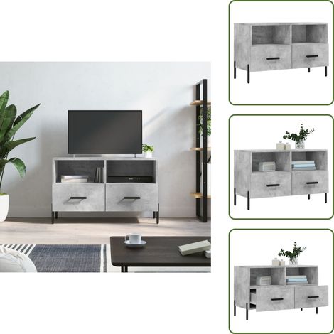 Meuble TV Gris béton 80x36x50 cm Bois d'ingénierie - Meuble Tv - Meuble Televison - Rangement Tv - Meuble Media - Armoire Tv (1/5)