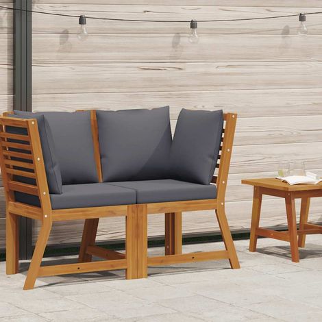 Canapé de jardin,Canapé d'angle sectionnel avec coussin gris foncé Acacia solide CFW189512 (1/5)