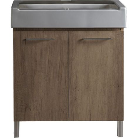MOBILE LAVATOIO CON LAVABO IN CERAMICA 2 ANTE Bianco Classico - LxP 75x50 cm