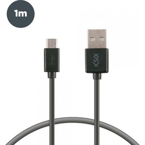 Ksix BXCUSB01 - Cable de datos y carga micro USB de 1 metro para smartphone, color negro