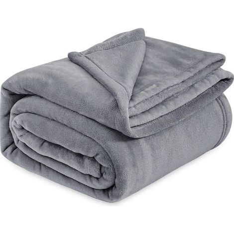 Couverture Polaire Flanelle en Microfibre, Jeté de Canapé 150x200 Gris Clair, Couverture lit Jete de Canape 2 Personnes, Plaid Fourrure Grand Chaud et Doux en Peluche, (Gris Clair) (1/5)