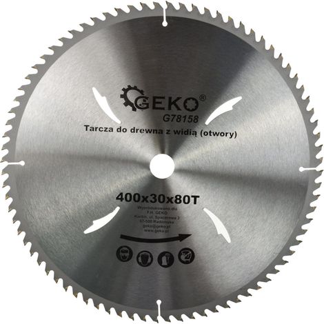 Lame de scie circulaire geko 400x30x80t trous de refroidissement carbure