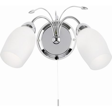 Endon Meadow - Applique murale d'intérieur à 2 ampoules au fini chrome avec verre blanc, E14