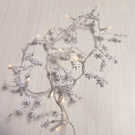 Ghirlanda a LED con fiocchi di neve - Bianco Caldo 0,9 m