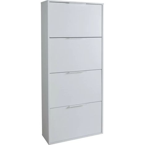 Schuhschrank 4 Klappen weiß hochglanz 65x25x147