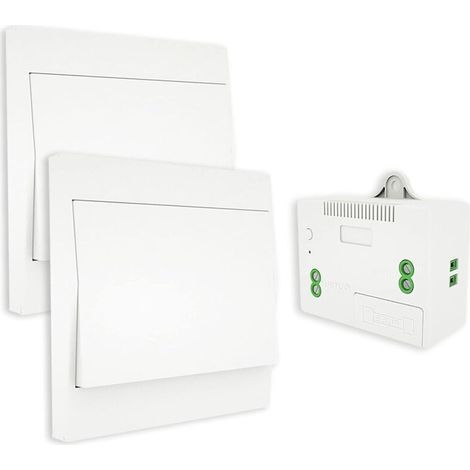 RF433 Interrupteur sans Fil, sans Pile, télécommande Murale Va et vient, Interrupteur Mural Auto alimenté, sans câblage, émetteur pour Panneau Mural (kit à 2 Voies), intérieur extérieur étanche (1/4)