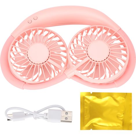 Collier ventilateur USB portable sport mini en plastique à suspendre autour du cou, 3 vitesses, LED rechargeable-AquaForge