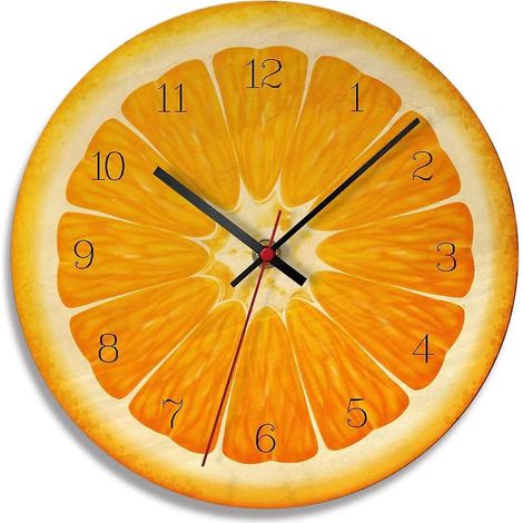 Master Clocks Europäische kreative Wanduhr für das Wohnzimmer, 30 cm, oranges Muster (1/4)
