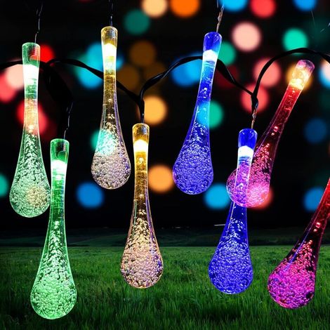 Outdoor Solar String Lights, 7m 50 LED Water Drop Solar String Lights, 8 Modes Waterproof Solar String Lights Outdoor for Christmas Garden Party (1/5)