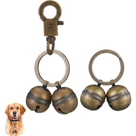 2 Sets Clochette Chien, Cuivre, Son Fort, Acier Inoxydable, Collier Animal, Extérieur