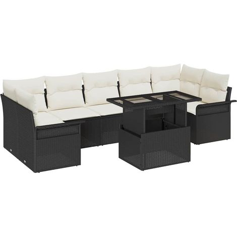 Garden Sofa Set 8 pcs Black [Synthetic]: Poly Rattan vidaXL (1/5)