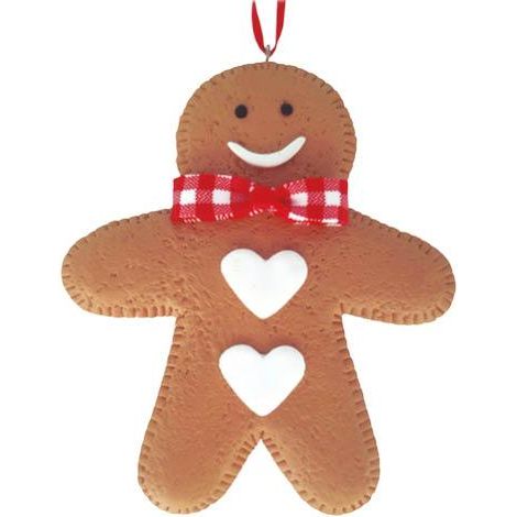 Hombre de galleta de Navidad colgante para decoración de árbol 95x115mm fabricado en arcilla color rojo blanco y marrón (1/5)