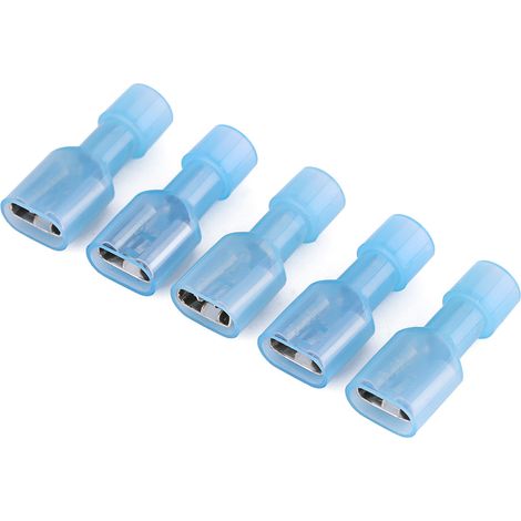100pcs Connecteurs électriques à cosse plate isolés bleus 16-14AWG mâle et femelle pour câblage (1/5)